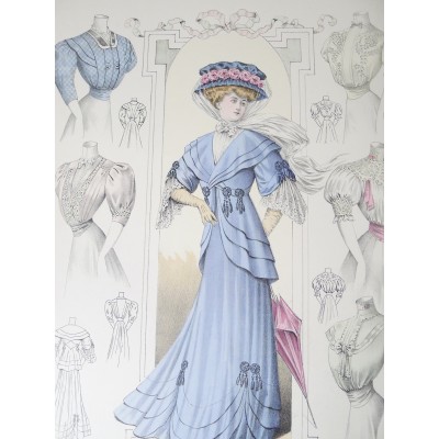 LITHOGRAPHIE de MODE, COSTUMES, COUTURE, FASHION, années 1900-1910 (62)