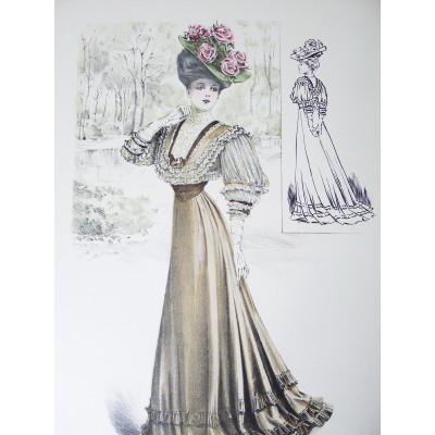 LITHOGRAPHIE de MODE, COSTUMES, COUTURE, FASHION, années 1900-1910 (67)