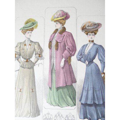 LITHOGRAPHIE de MODE, COSTUMES, COUTURE, FASHION, années 1900-1910 (69)