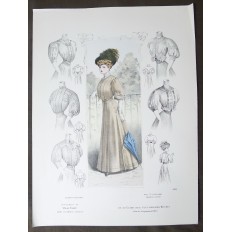 LITHOGRAPHIE de MODE, COSTUMES, COUTURE, FASHION, années 1900-1910 (71)