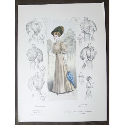 LITHOGRAPHIE de MODE, COSTUMES, COUTURE, FASHION, années 1900-1910 (71)