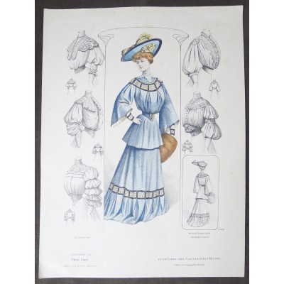 LITHOGRAPHIE de MODE, COSTUMES, COUTURE, FASHION, années 1900-1910 (73)