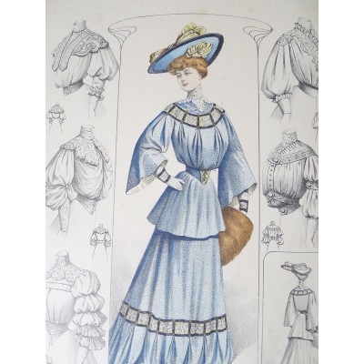 LITHOGRAPHIE de MODE, COSTUMES, COUTURE, FASHION, années 1900-1910 (73)