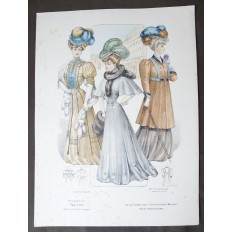 LITHOGRAPHIE de MODE, COSTUMES, COUTURE, FASHION, années 1900-1910 (76)