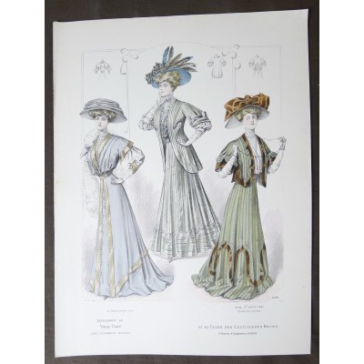 LITHOGRAPHIE de MODE, COSTUMES, COUTURE, FASHION, années 1900-1910 (77)