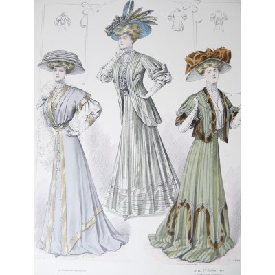 LITHOGRAPHIE de MODE, COSTUMES, COUTURE, FASHION, années 1900-1910 (77)