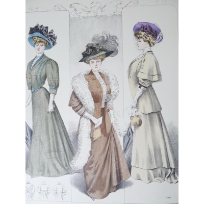 LITHOGRAPHIE de MODE, COSTUMES, COUTURE, FASHION, années 1900-1910 (82)