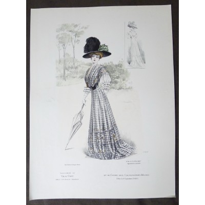 LITHOGRAPHIE de MODE, COSTUMES, COUTURE, FASHION, années 1900-1910 (83)