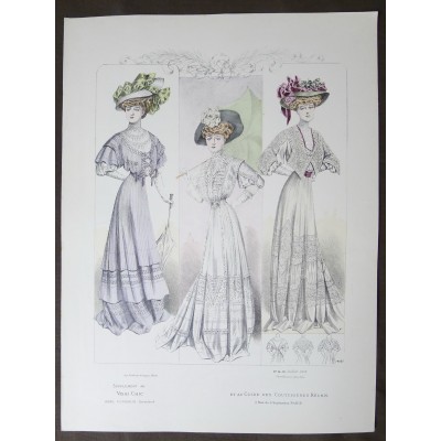 LITHOGRAPHIE de MODE, COSTUMES, COUTURE, FASHION, années 1900-1910 (84)