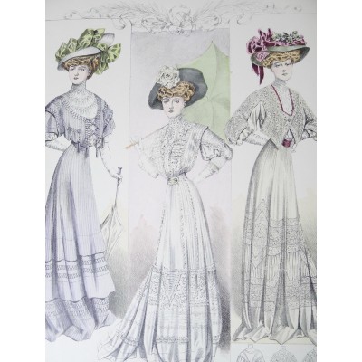 LITHOGRAPHIE de MODE, COSTUMES, COUTURE, FASHION, années 1900-1910 (84)