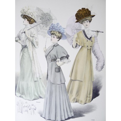 LITHOGRAPHIE de MODE, COSTUMES, COUTURE, FASHION, années 1900-1910 (85)