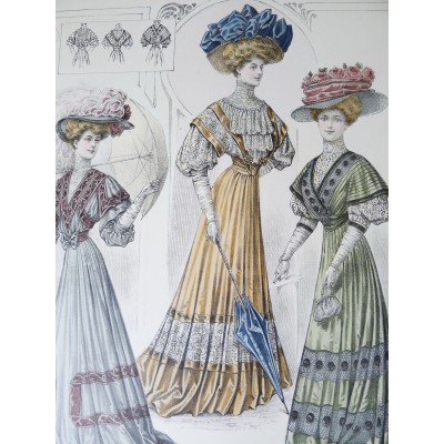 LITHOGRAPHIE de MODE, COSTUMES, COUTURE, FASHION, années 1900-1910 (86)