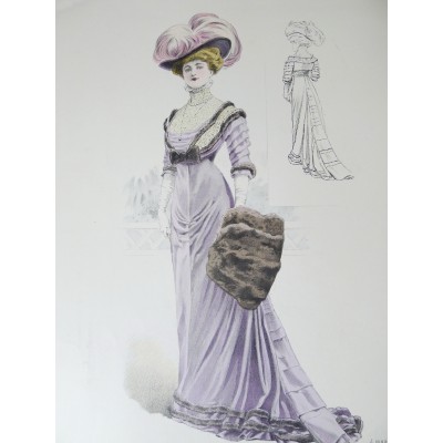 LITHOGRAPHIE de MODE, COSTUMES, COUTURE, FASHION, années 1900-1910 (88)