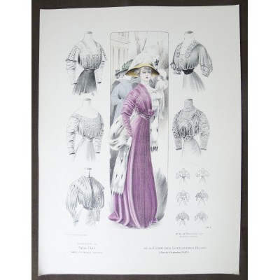 LITHOGRAPHIE de MODE, COSTUMES, COUTURE, FASHION, années 1900-1910 (89)