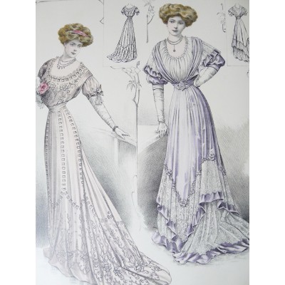 LITHOGRAPHIE de MODE, COSTUMES, COUTURE, FASHION, années 1900-1910 (91)