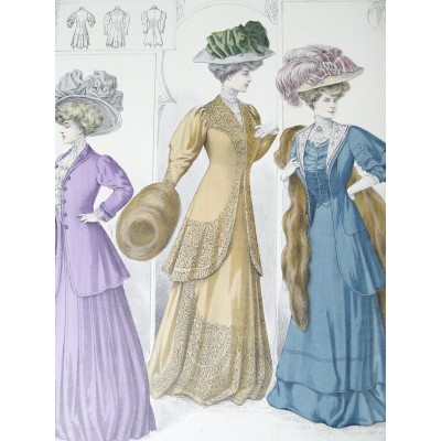 LITHOGRAPHIE de MODE, COSTUMES, COUTURE, FASHION, années 1900-1910 (92)