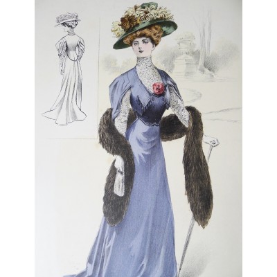 LITHOGRAPHIE de MODE, COSTUMES, COUTURE, FASHION, années 1900-1910 (94)