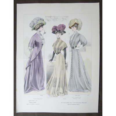 LITHOGRAPHIE de MODE, COSTUMES, COUTURE, FASHION, années 1900-1910 (95)