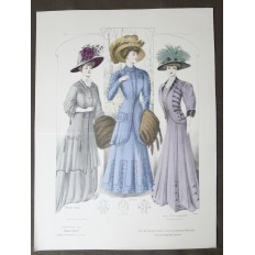 LITHOGRAPHIE de MODE, COSTUMES, COUTURE, FASHION, années 1900-1910 (96)