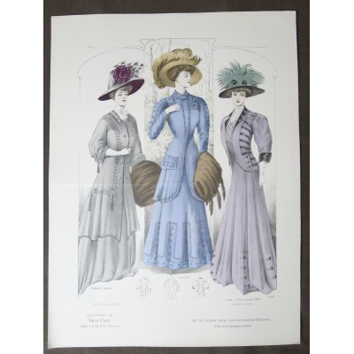 LITHOGRAPHIE de MODE, COSTUMES, COUTURE, FASHION, années 1900-1910 (96)