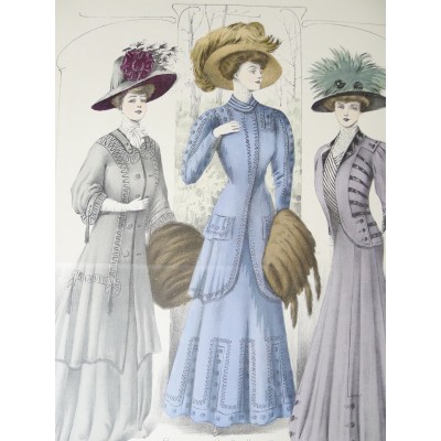 LITHOGRAPHIE de MODE, COSTUMES, COUTURE, FASHION, années 1900-1910 (96)