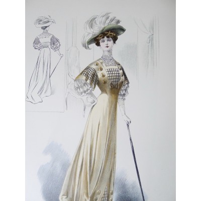 LITHOGRAPHIE de MODE, COSTUMES, COUTURE, FASHION, années 1900-1910 (97)