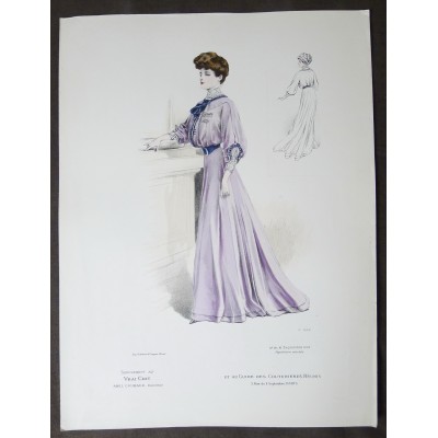 LITHOGRAPHIE de MODE, COSTUMES, COUTURE, FASHION, années 1900-1910 (98)