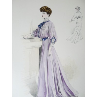 LITHOGRAPHIE de MODE, COSTUMES, COUTURE, FASHION, années 1900-1910 (98)