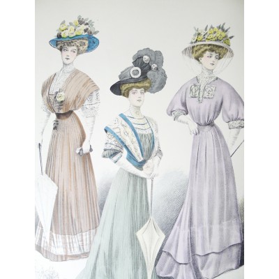 LITHOGRAPHIE de MODE, COSTUMES, COUTURE, FASHION, années 1900-1910 (99)