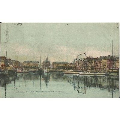 CPA: LE HAVRE, Bassin de Commerce (couleurs), Années 1900