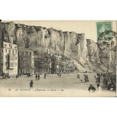 CPA: LE TREPORT, L'Esplanade, la Falaise, Animée, vers 1920