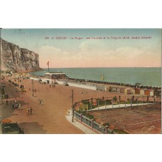 CPA: LE TREPORT, La Plage, ses Falaises et la Frégate, Années 1930