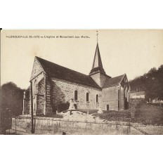 CPA: LONGUEVILLE, L'Eglise et le Monument aux Morts, vers 1920