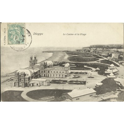 CPA: DIEPPE, Le Casino et la Plage, vers 1900.