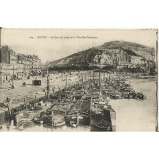 CPA: ROUEN, Quai de Paris et Cote Ste-Catherine, vers 1900