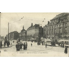 CPA: ROUEN, Quai de la Bourse et cours Boieldieu, vers 1910