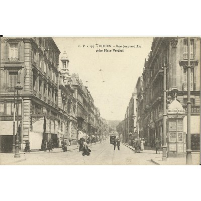 CPA: ROUEN, Rue Jeanne d'Arc (Place Verdrel), vers 1910