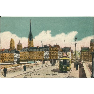 CPA: ROUEN, Le Pont Corneille (couleurs), années 1920