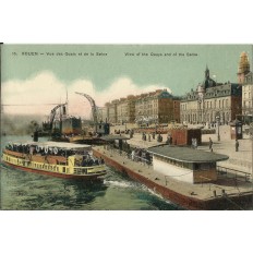 CPA: ROUEN, Vue des Quais et de la Seine (couleurs), années 1920