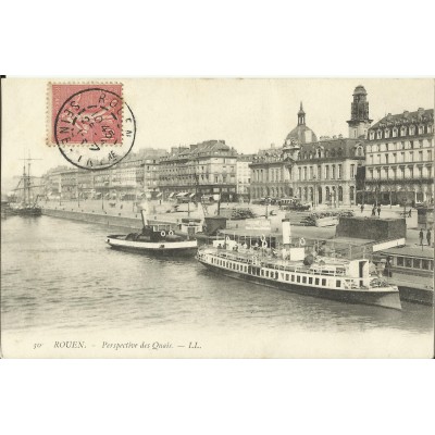 CPA: ROUEN, Perspective des Quais, années 1900