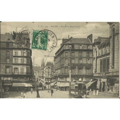 CPA: ROUEN, Rue de la République, années 1910