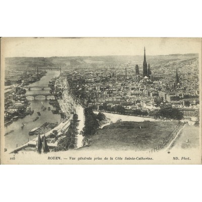 CPA - ROUEN, Vue Générale prise de Sainte-Catherine- Années 1910