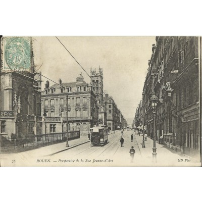 CPA - ROUEN, Perspective rue Jeanne-d'arc - vers 1900