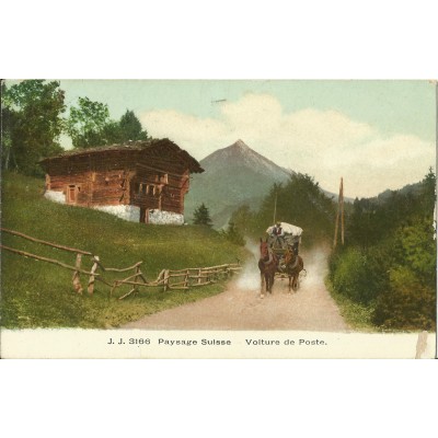 CPA: SUISSE, Voiture de POSTE, années 1900 