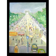 Jean PLANCHON (1914-2006), Les CHAMPS-ELYSEES, HUILE/TOILE, 1996