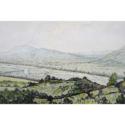 Sauveur BERNAY-THERIC (1874-1963), Campagne à MALVOISIN, AQUARELLE, 1890