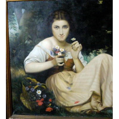 François-Jean-Emmanuel VON BOHM (1801-1863), LA CUEILLETTE des FLEURS, HUILE/TOILE