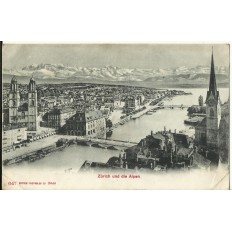 CPA: SUISSE, ZURICH und die ALPEN, années 1900