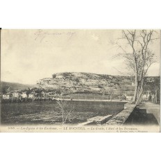 CPA: LE MOUSTIER, La Grotte, l'Abri et les Terrasses, vers 1900