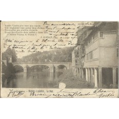 CPA: MONTIGNAC, Maisons à Galeries, Le PONT, vers 1900